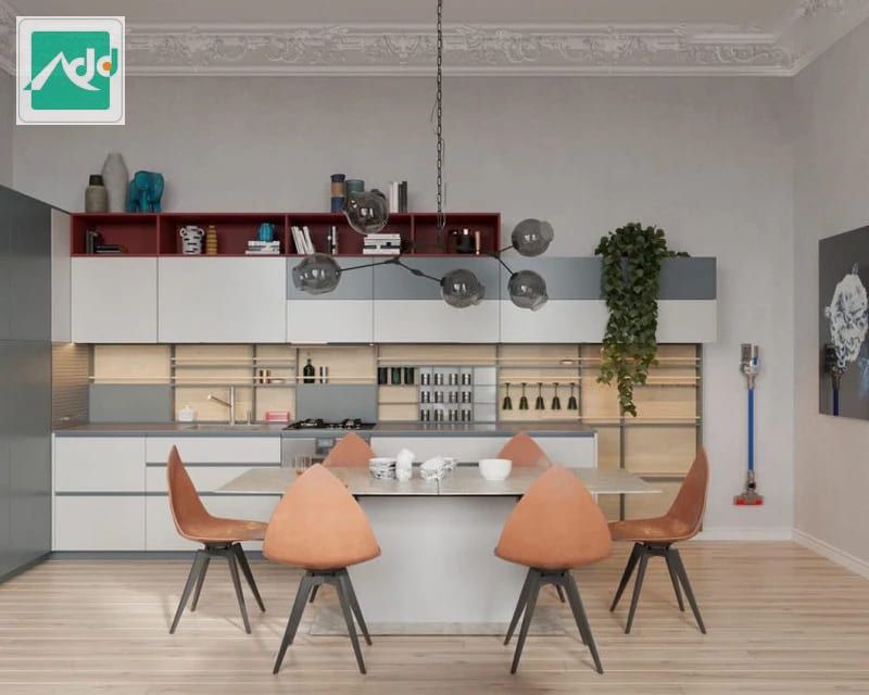 Không gian phòng bếp được lên ý tưởng với phong cách thiết kế đơn giản nhưng vô cùng gọn gàng