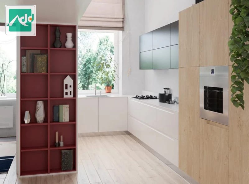 Không gian phòng bếp được lên ý tưởng với phong cách thiết kế đơn giản nhưng vô cùng gọn gàng
