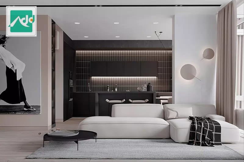 Thiết kế nội thất phòng khách tối giản hiện đại và cực kì tinh tế