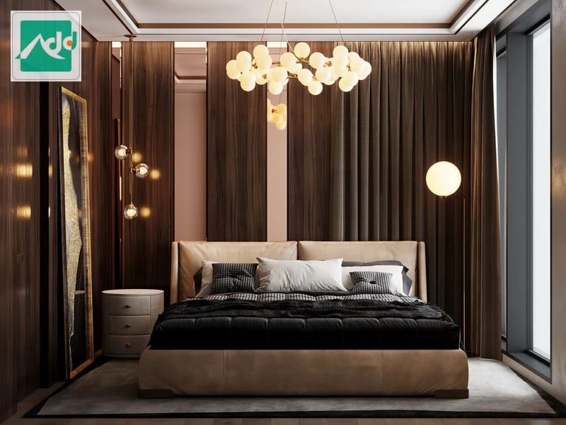 Xu hướng thiết kế nội thất phòng ngủ hiện đại kết hợp hiệu ứng ánh sáng của đèn chùm ấn tượng