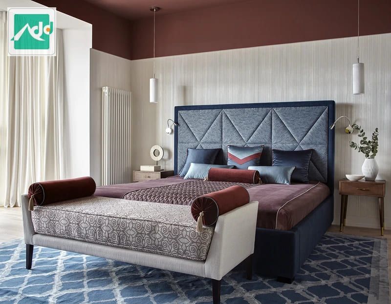 Phòng ngủ sử dụng những tông màu đậm họa tiết nổi bật và cá tính
