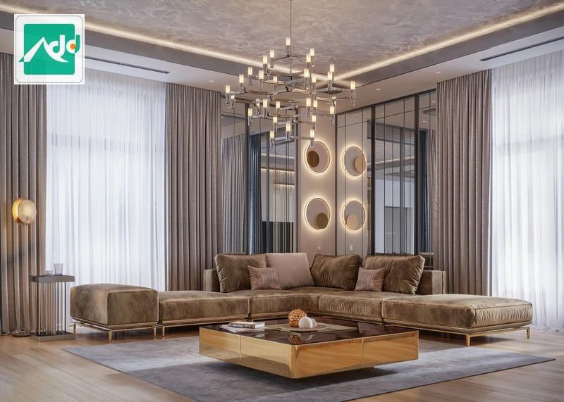 Ý tưởng phòng khách trong thiết kế nội thất căn hộ chung cư 200m2