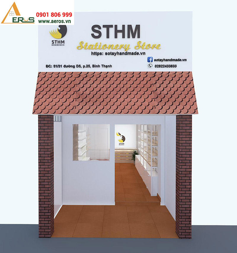 thiết kế cửa hàng văn phòng phẩm STHM