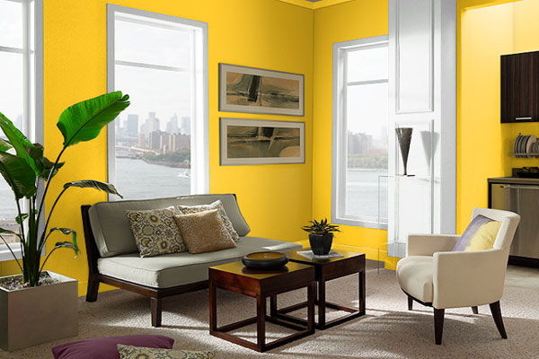 Phòng khách màu vàng