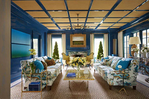 Phòng khách màu xanh dương
