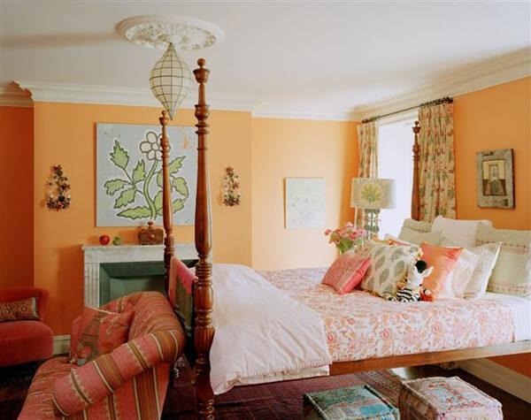 phòng ngủ màu cam