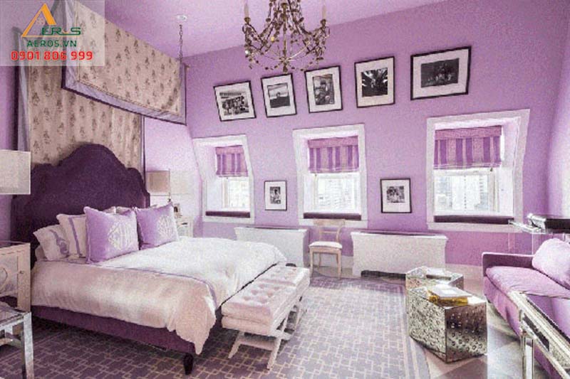 phòng ngủ màu tím