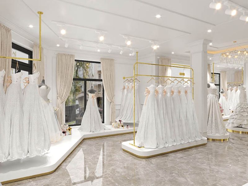 Mẫu thiết kế cửa hàng áo cưới đầy thu hút số 7