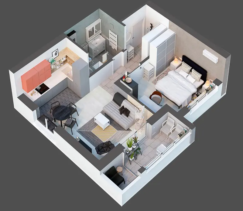 Thiết kế nội thất căn hộ chung cư 50m2