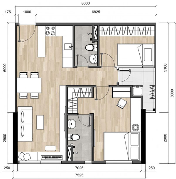 Thiết kế nội thất chung cư 63m2