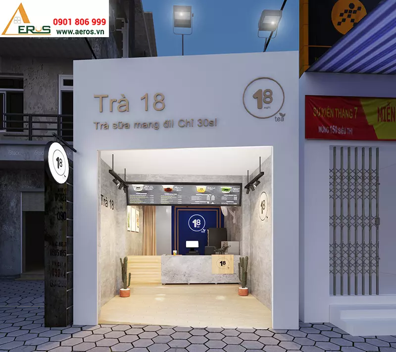 Thiết kế nội thất quán trà sữa 18 tại Phú Nhuận, TPHCM