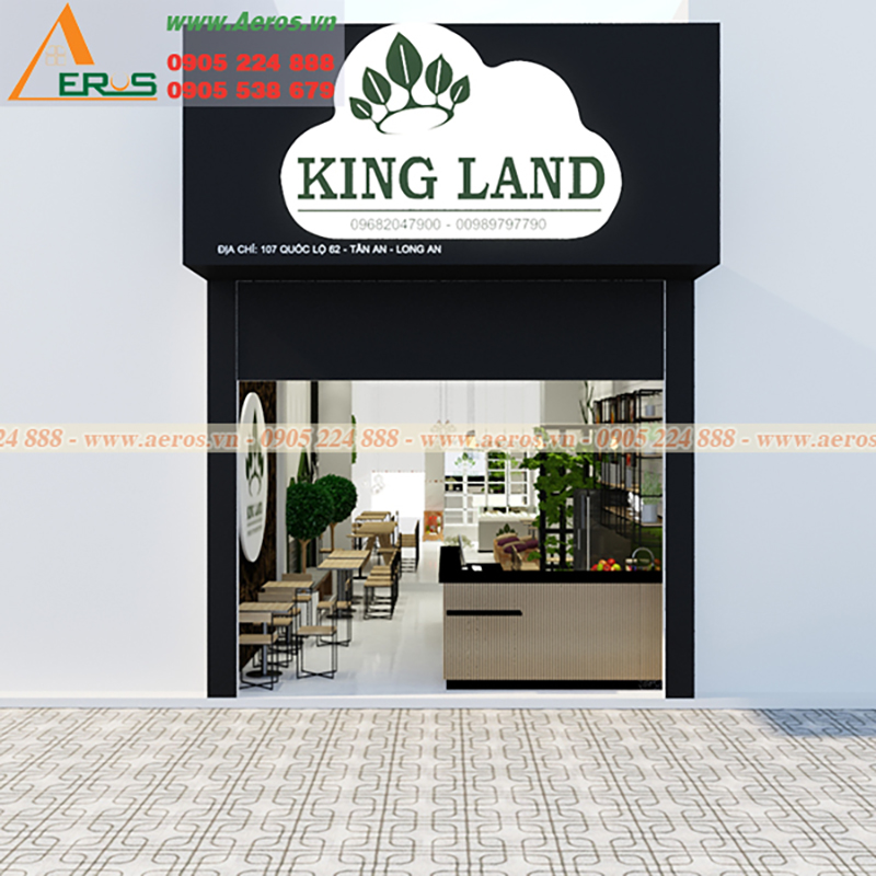Hình ảnh thiết kế bảng hiệu quảng cáo cho quán trà sữa King Land ở tại Tân An, Long An